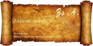 Zsiros Arnót névjegykártya